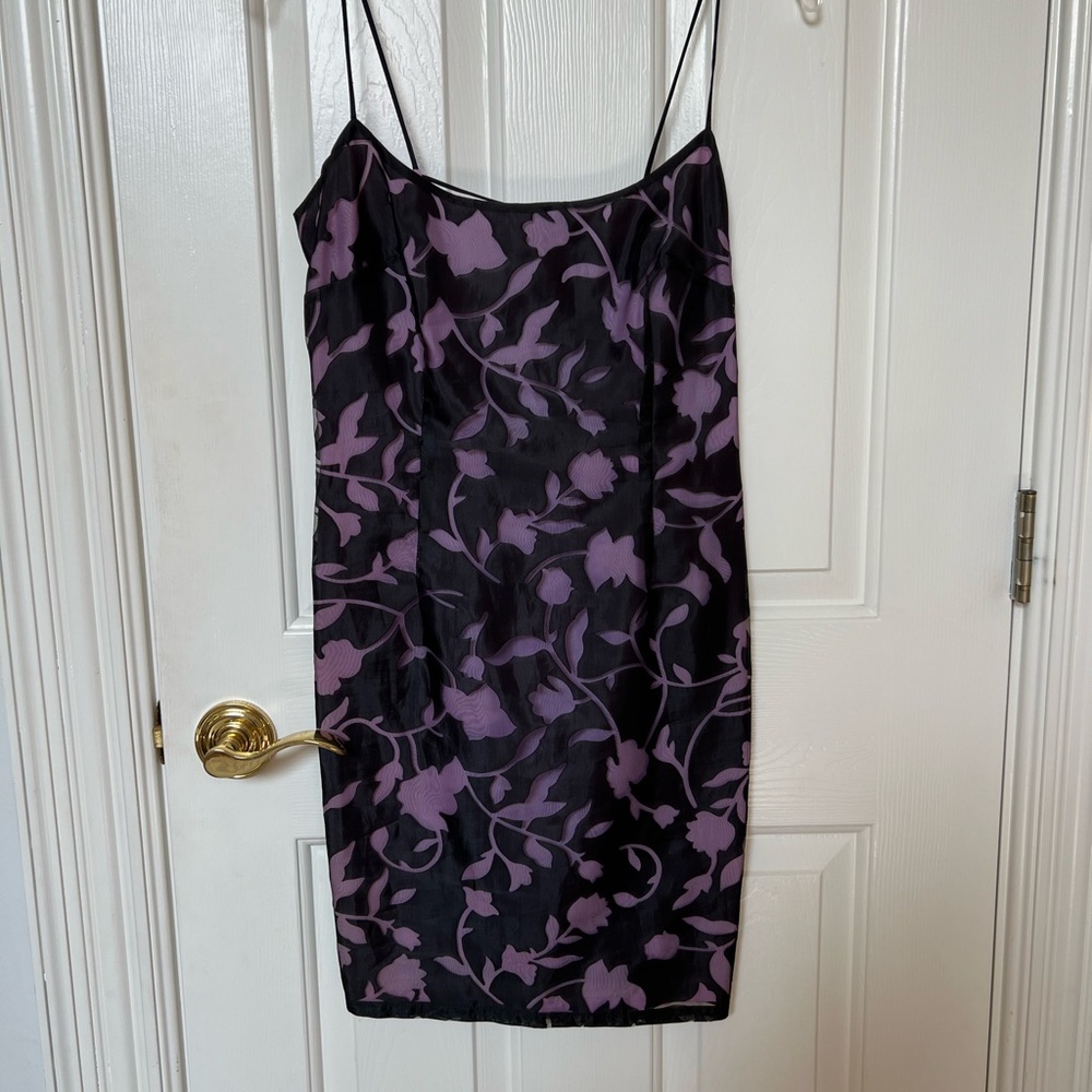 LAUNDRY by Shelli Segal Black and Lavender Floral Dress NEW WITH TAGS